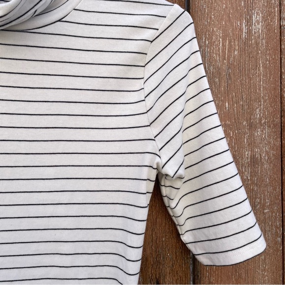 A NEW DAY Women’s White Black Stripe Elbow Sleeve Turtleneck Shirt Size Large - Picture 8 of 12